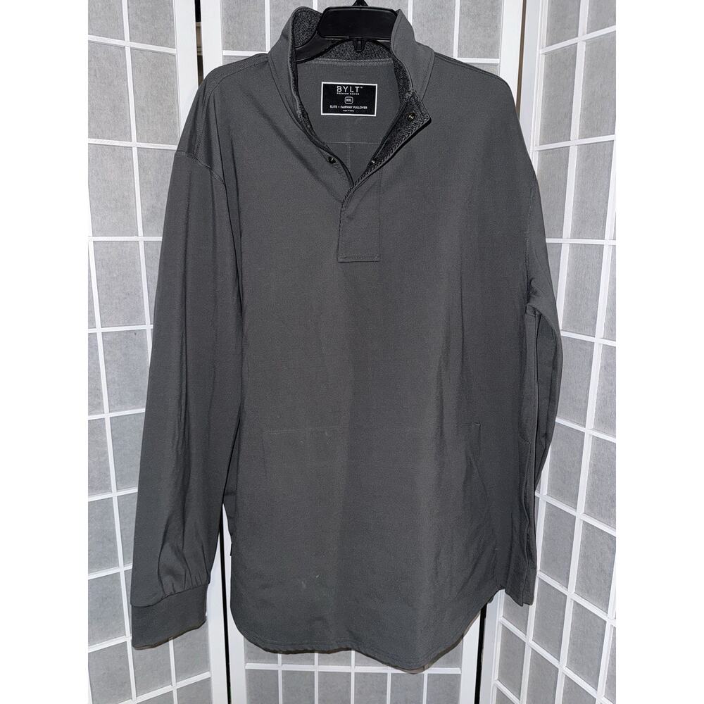 BYLT Elite Fairway Pullover XXL Gray Collared Long Sleeve Snap Closure Men's Top